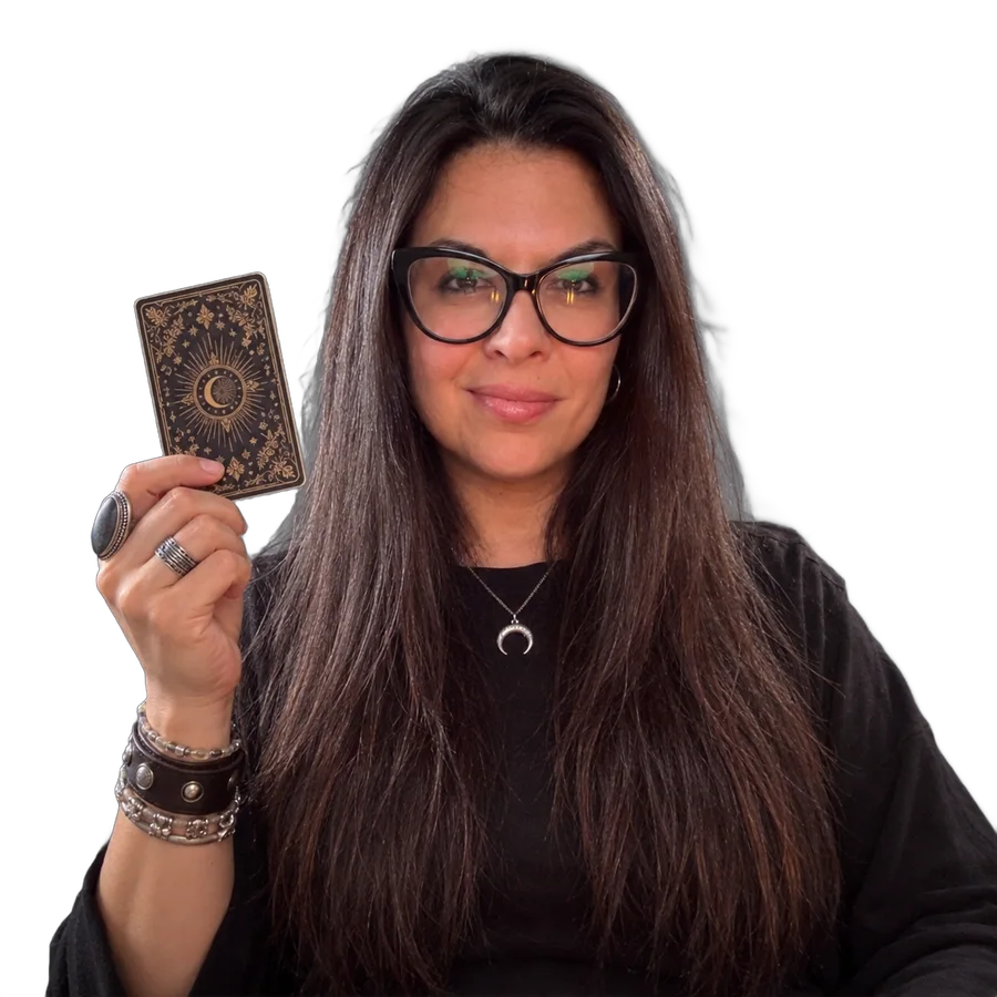 Amani holding a card